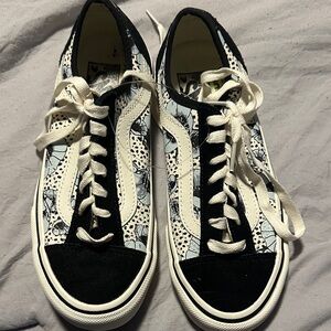 Stylish Black and White Floral Vans  Women's Sneakers